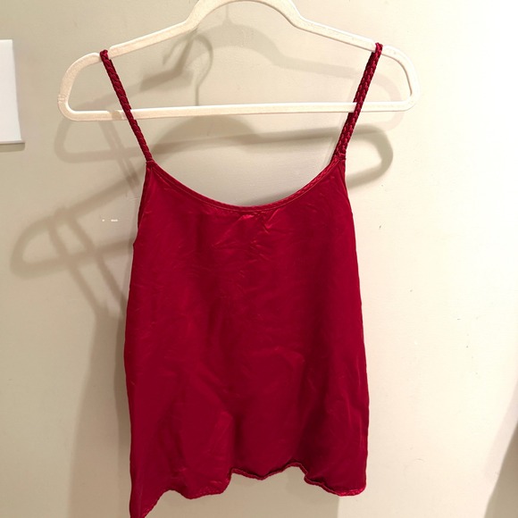 PJ Harlow 3 Piece Pajama Set Red Satin Camisole Shorts Ribbed Cardigan M - Picture 5 of 11